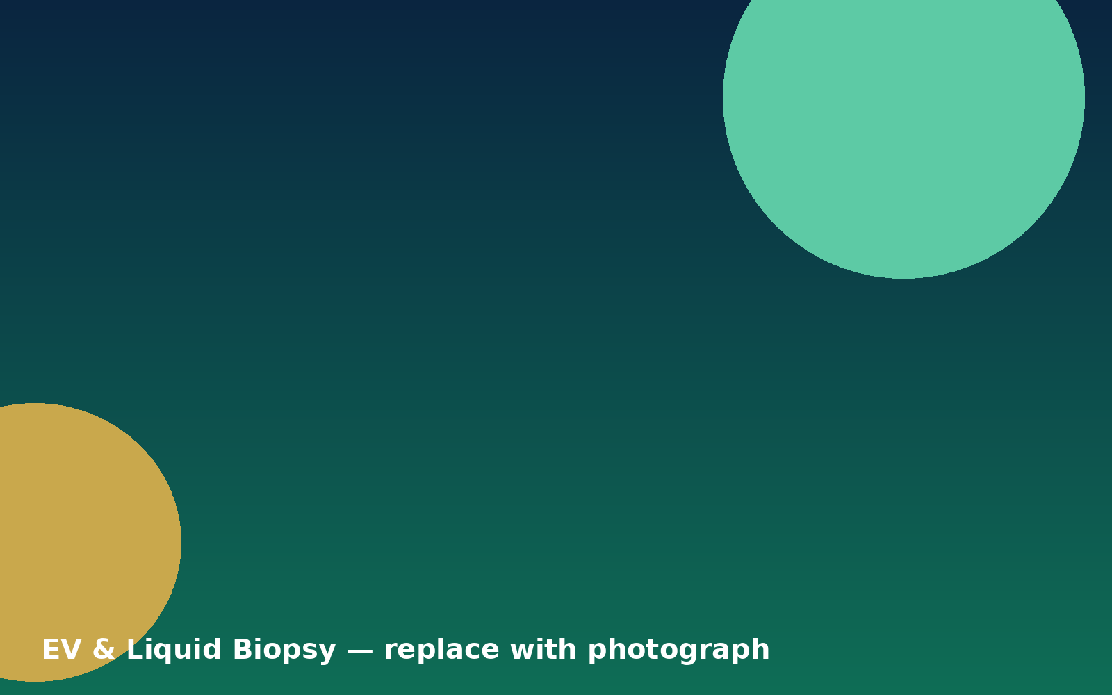 Extracellular vesicle and liquid biopsy research visual with a blood sample and molecular diagnostic motifs